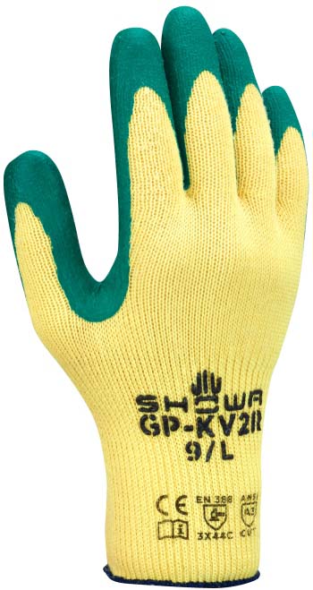 GUANTE ANTICORTE SHOWA LATEX RUGOSO AMARILLO (10 par)