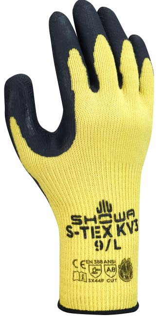 GUANTE ANTICORTE SHOWA LATEX AMARILLO (10 par)